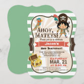 Pirate; Groen, Sinaasappel, & Bruin Verjaardagsfee Kaart (Voorkant / Achterkant)