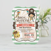 Pirate; Groen, Sinaasappel, & Bruin Verjaardagsfee Kaart (Staand voorkant)