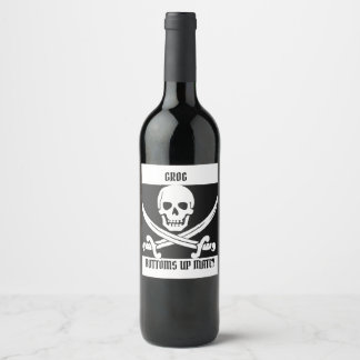 PIRATE GROG FLES WIJN ETIKET