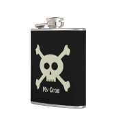 Pirate Grog Schattigee schedel en kruisbeenderen h Heupfles (Links)