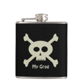 Pirate Grog Schattigee schedel en kruisbeenderen h Heupfles (Voorkant)