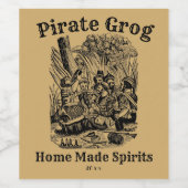  Pirate Grog Sjabloon Wijn Etiket (Enkel label)
