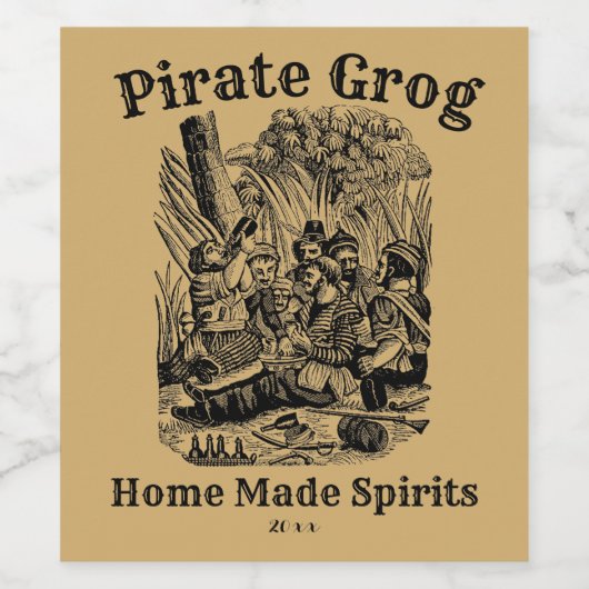  Pirate Grog Sjabloon Wijn Etiket (Enkel label)