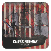 Pirate Grunge verjaardagsfeest sticker