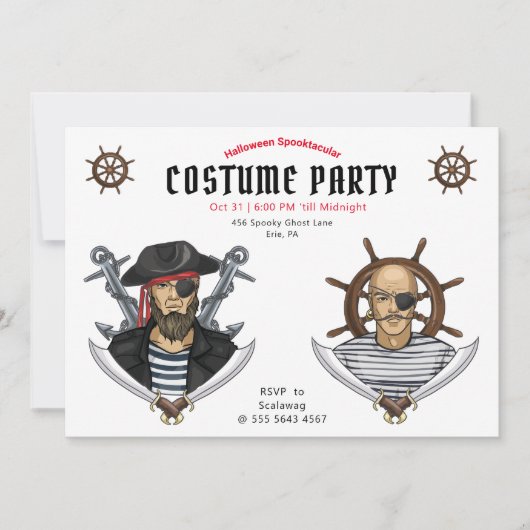 Pirate Halloween Costume Party Adult Kaart (Voorkant)