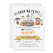 Pirate Halloween Kids Verjaardag Uitnodiging