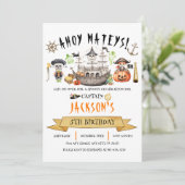 Pirate Halloween Kids Verjaardag Uitnodiging (Staand voorkant)