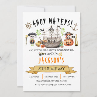 Pirate Halloween Kids Verjaardag Uitnodiging