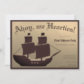 Pirate Halloween Kostuum Party Schip Bruin Goud Kaart (Voorkant)