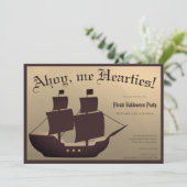 Pirate Halloween Kostuum Party Schip Bruin Goud Kaart (Staand voorkant)