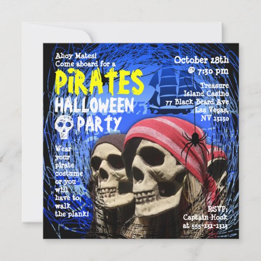 Pirate Halloween Party Invitation Kaart (Voorkant)