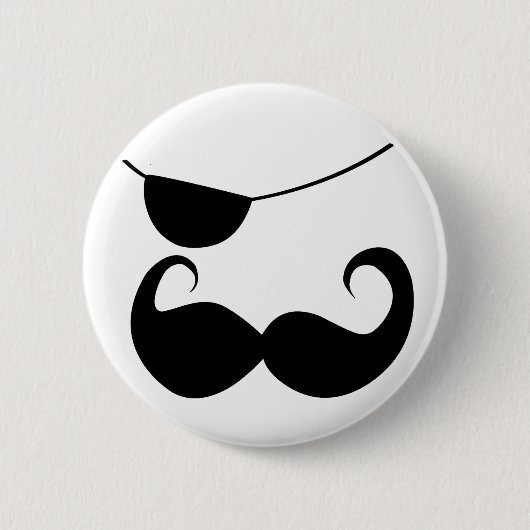 Pirate Handlebar Mustache Ronde Button 5,7 Cm (Voorkant)