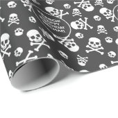 Pirate Happy Birthday Black en White Cadeaupapier (Rol Hoek)