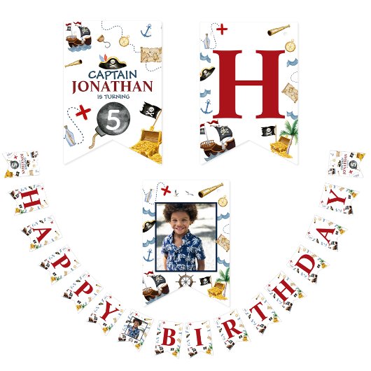 Pirate Happy Birthday Party Vlaggetjes