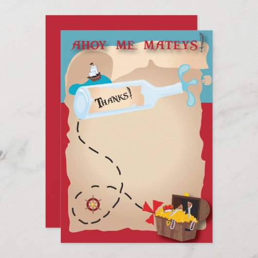 Pirate Hartelijk dank Bedankkaart (Voorkant / Achterkant)
