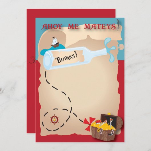 Pirate Hartelijk dank Bedankkaart (Voorkant / Achterkant)