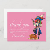 Pirate Hartelijk dank, roze Briefkaart (Voorkant / Achterkant)
