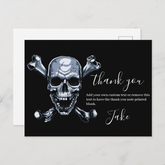 Pirate Hartelijk dank voor het Briefkaart Skull en (Voorkant / Achterkant)