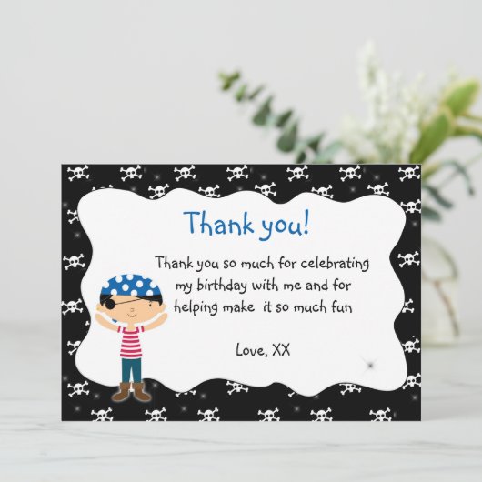 Pirate Hartelijk dank voor uw kaartje voor de gebo Bedankkaart (Staand voorkant)