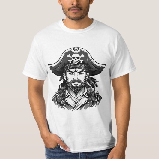 Pirate head with hat sailor and Eye Patch and Bear T-shirt (Voorkant)