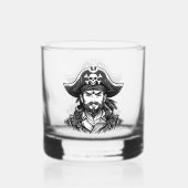 Pirate head with hat sailor and Eye Patch and Bear Whisky Glas (Achterkant)