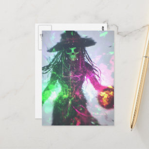 Pirate Heks Skelet Halloween Briefkaart
