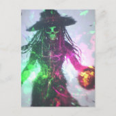 Pirate Heks Skelet Halloween Briefkaart (Voorkant)