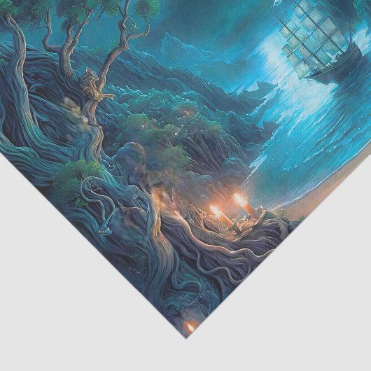 Pirate Hideaway Cove Decoupage Paper Tissuepapier (Detail)