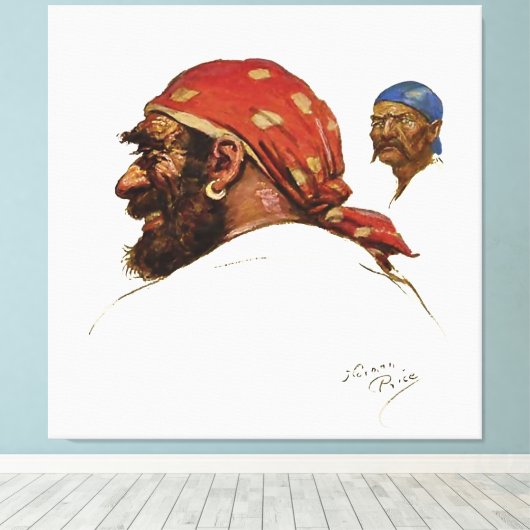 “Pirate” Illustratie door Norman Price Canvas Afdruk (Insitu (Houten vloer))
