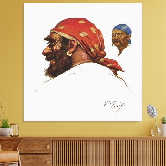 “Pirate” Illustratie door Norman Price Canvas Afdruk (Insitu (Woonkamer))