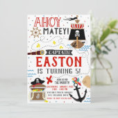 Pirate Invitation Boy Birthday Party Pirate Invite Kaart (Staand voorkant)