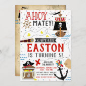 Pirate Invitation Boy Birthday Party Pirate Invite Kaart (Voorkant / Achterkant)