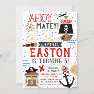 Pirate Invitation Boy Birthday Party Pirate Invite Kaart