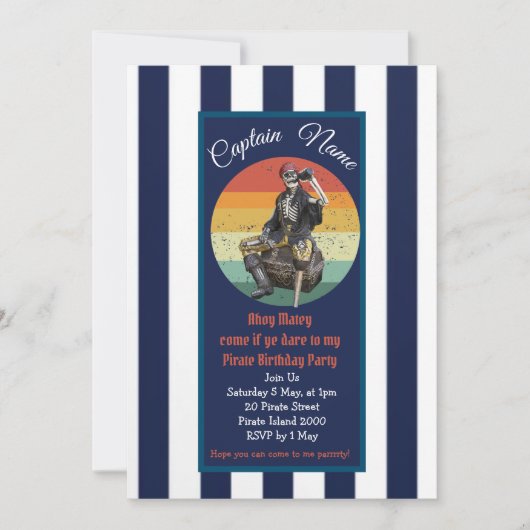 Pirate Invitation jarig Kaart (Voorkant)