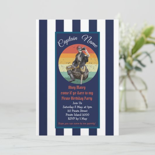Pirate Invitation jarig Kaart (Staand voorkant)