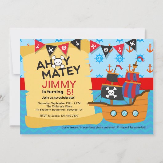 Pirate Invitation Kaart (Voorkant)