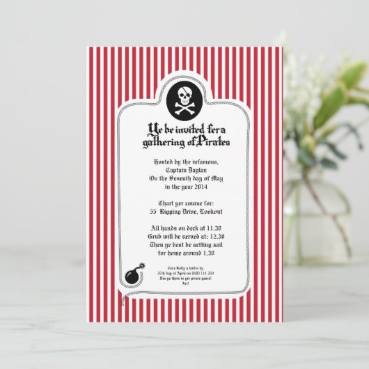Pirate Invitation Kaart (Staand voorkant)