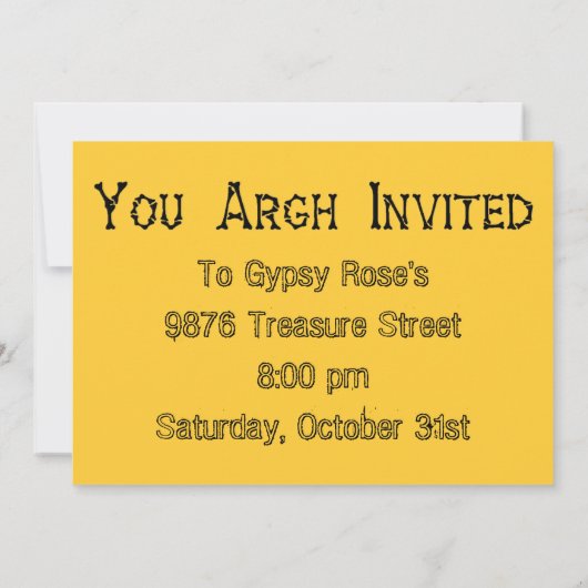 Pirate Invitation Kaart (Achterkant)