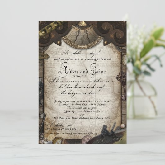 Pirate Invite Kaart (Staand voorkant)