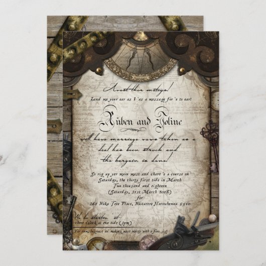 Pirate Invite Kaart (Voorkant / Achterkant)