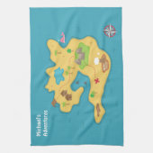 Pirate Island Adventure Schatkaart voor jongens Theedoek (Verticaal)