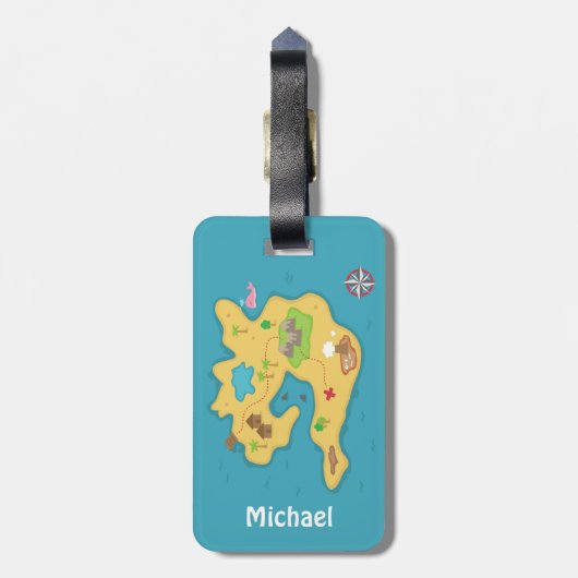 Pirate Island Adventure Treasure Map voor jongens Bagagelabel (Achterkant verticaal)