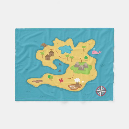 Pirate Island, schatkaart, nautische jongens kamer Fleece Deken (Voorkant (Horizontaal))