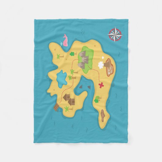 Pirate Island, schatkaart, nautische jongens kamer Fleece Deken (Voorkant)