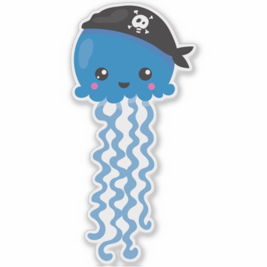 Pirate Jellyfish, Cute Jellyfish, Little Jellyfish Sticker (Voorkant)
