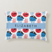 Pirate Jellyfish, Jellyfish Pattern, Jouw naam Accent Kussen (Achterkant)