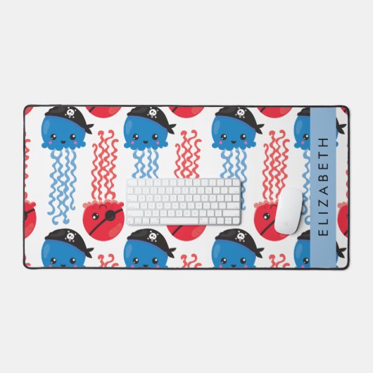 Pirate Jellyfish, Jellyfish Pattern, Jouw naam Bureaumat (Keyboard & Muis)