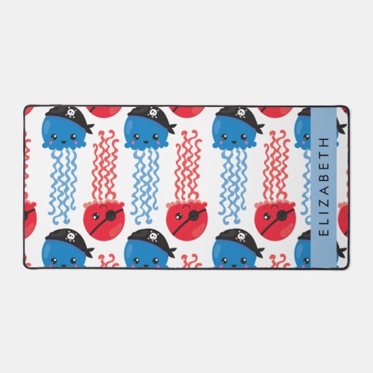 Pirate Jellyfish, Jellyfish Pattern, Jouw naam Bureaumat (Voorkant)