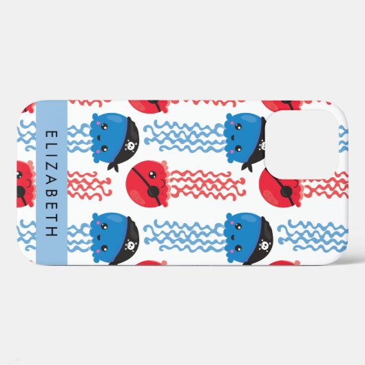 Pirate Jellyfish, Jellyfish Pattern, Jouw naam Case-Mate iPhone Case (Achterkant (horizontaal))