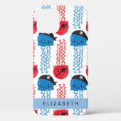 Pirate Jellyfish, Jellyfish Pattern, Jouw naam Case-Mate iPhone Case (Achterkant)